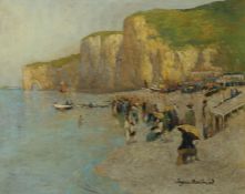 Bertrand, Jacques (?) französischer Landschaftsmaler. "Étretat|Falaise d' Amont", Strandabschnitt