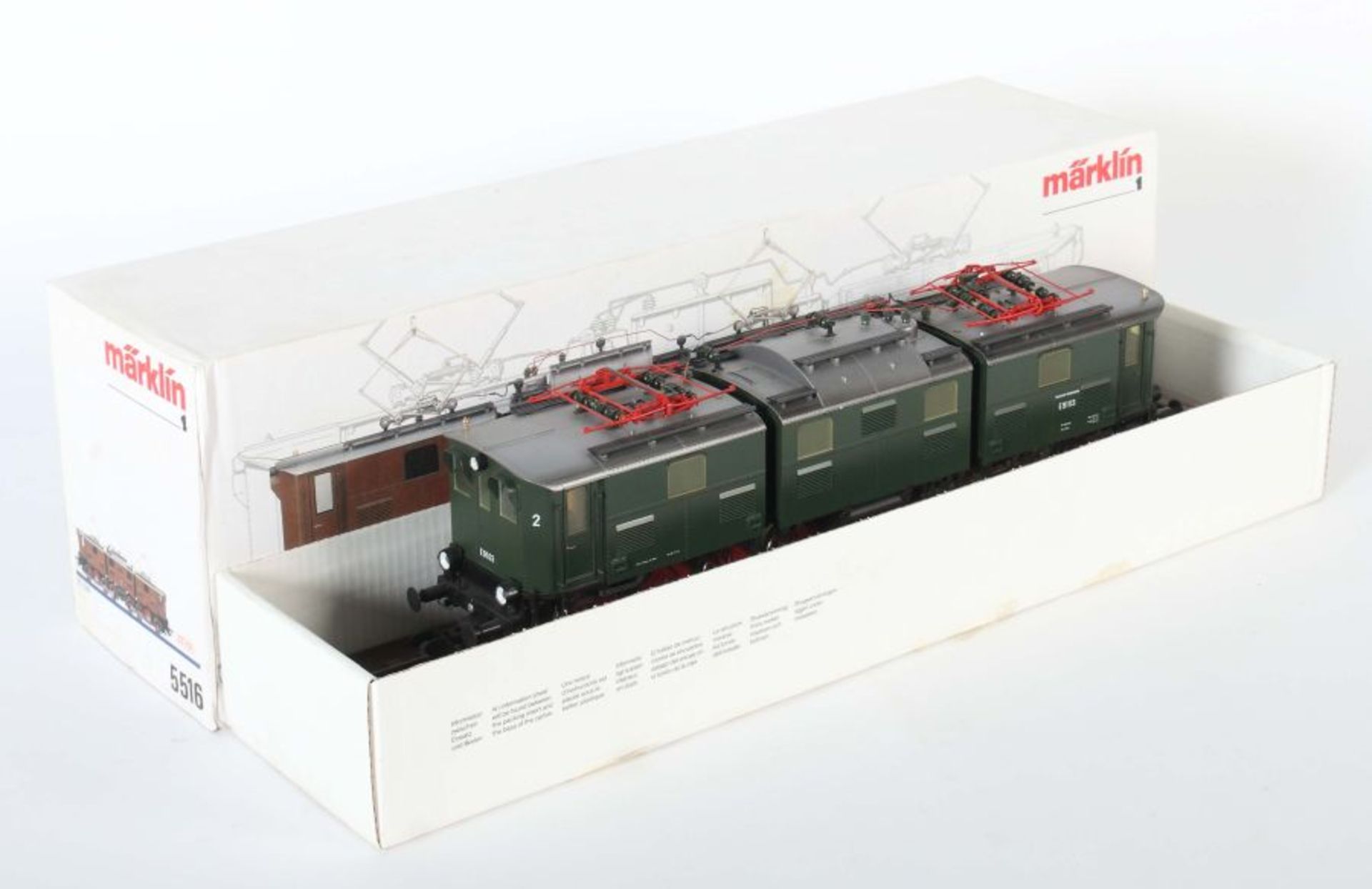 Elektrolok Märklin, Modellnr. 5517, Spur 1, Replika, dreiteilige Elektrolok in schwarz-silberner - Bild 2 aus 2