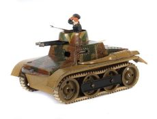 Kleiner Panzer Gescha, wohl Modell Nr. 13, ca. 1940er Jahre, Blech, mimikry und beige m.