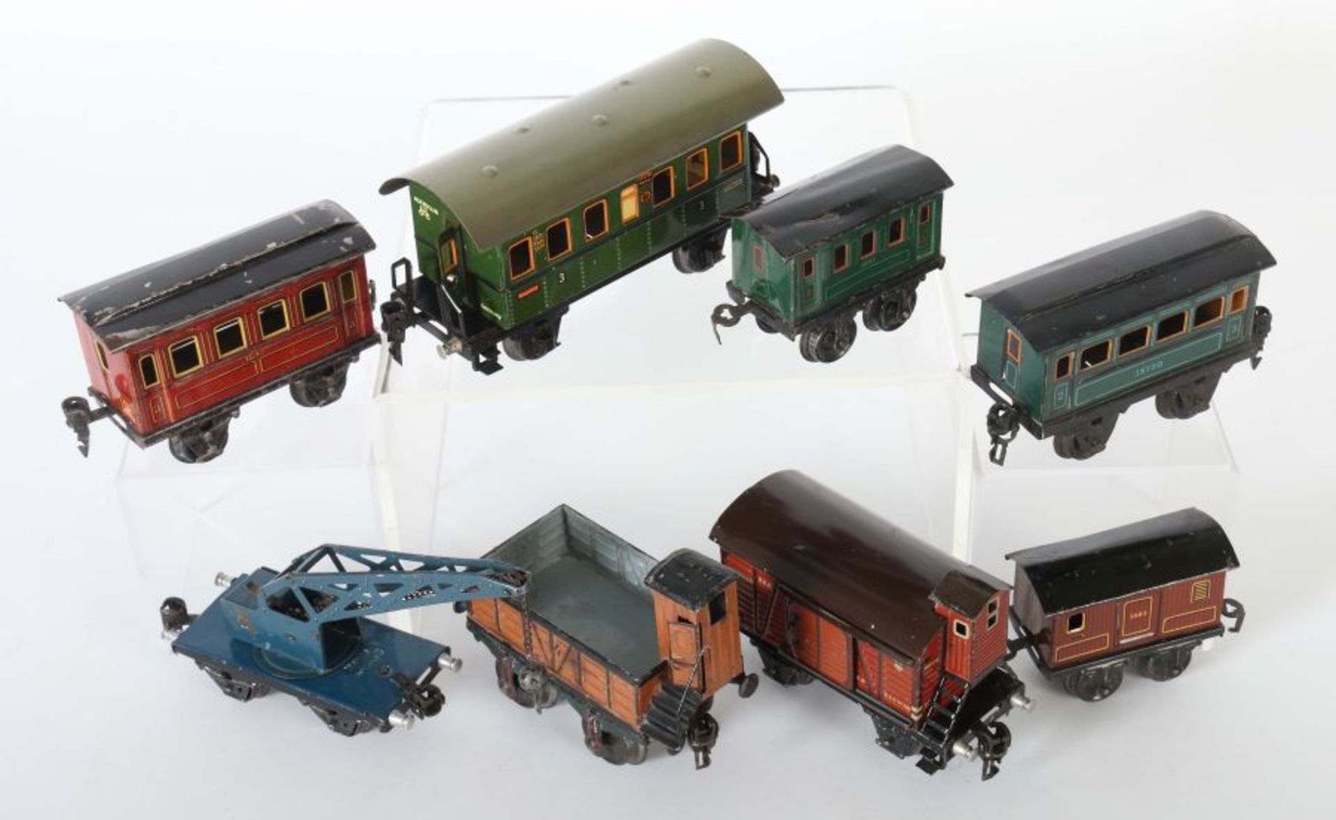8 Wagen Märklin, Spur 0/1, 1 x offener Güterwagen, Spur 1, 1917, HL, mit BRHh und AT, L: 14 cm; 1 x - Bild 2 aus 2