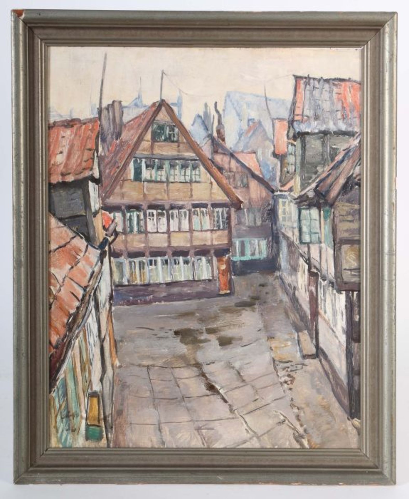 Volkwarth, Hugo Altona 1888 - 1946 Thüringen, deutscher Maler. "Gängeviertel in Hamburg", Blick auf - Bild 2 aus 4