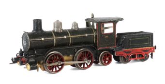 Dampflok Märklin, bez. D 1021, Spur 1, BZ 1904-1907, schwarz HL, Uhrwerkantrieb, v+r, Bremse,