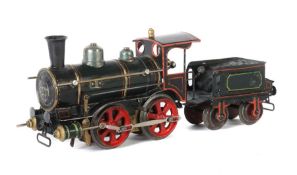 Dampflok Märklin, wohl RNN 1021, Spur 1, uralt BZ ca. 1900 - 1901, schwarz/rot HL, Uhrwerkantrieb,