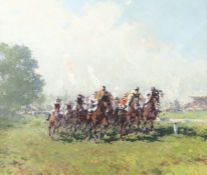 Follack, Alexander Moskau 1915 - 2006 München, Maler. "Galopprennen", Jockeys auf ihren Pferden