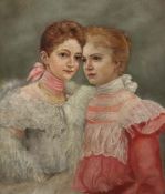 Portraitmaler des 19./20. Jh. "Zwei Schwestern", Brustbildnis zweier junger Frauen, in weißem und