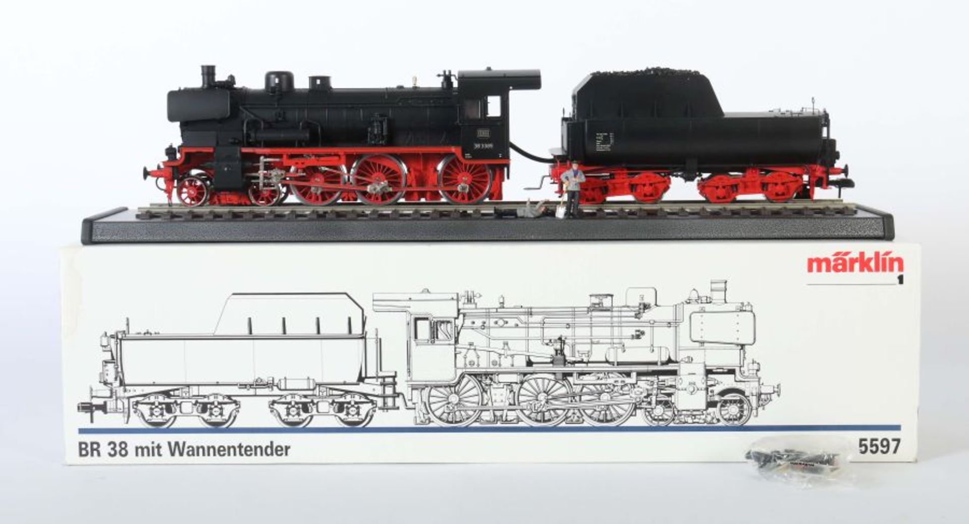 BR 38 mit Wannentender Märklin, Modellnr. 5597, Spur 1, Replika, 3-/5-achsige Lokomotive mit 4- - Bild 2 aus 2