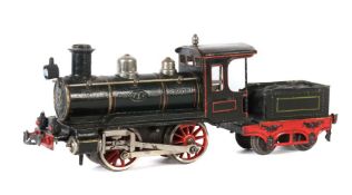 Dampflok Märklin, R 1021, Spur 1, BZ 1906-1915, schwarz/grün HL, Uhrwerkantrieb, Bremse, v+r,