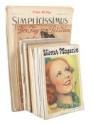 Konvolut Zeitschriften meist 1920er/30er Jahre, ca. 44 Bände: Das Magazin, Revue des Monats, Wiener