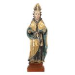 Bildschnitzer des 18./19. Jh. Süddeutsch, "Heiliger Bischof", Holz geschnitzt, polychrom gefasst,