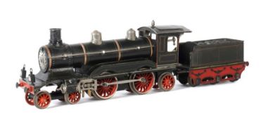 Große Dampflok Märklin, CE 1021, Spur 1, BZ 1909-1914, schwarz HL, Uhrwerkantrieb, v+r, Bremse,