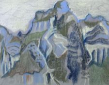 Treichler, Alida 1916 - 1999, deutsche Künstlerin. "Berglandschaft", stilisierte Gipfeldarstellung,