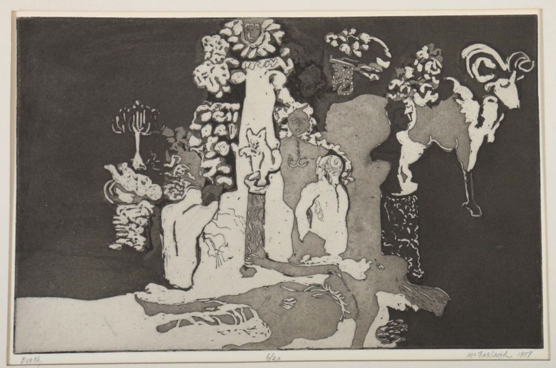 Grafiker des 20. Jh Paar stilisierte Darstellungen "St. Catarine and the Devil" und "Birth", unten - Bild 3 aus 4