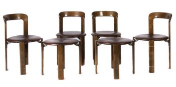 Rey, Bruno Geb. 1935 in Brugg, schweizer Möbeldesigner, Schüler von Willy Guhl. 4 Stühle und 2