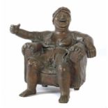 Nico Bildhauer des 20. Jh.. "Frau im Sessel", Bronze, patiniert, vollplastische Ausführung einer