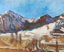 Ehehalt, Rudolf Tübingen 1901 - 1945 München, deutscher Maler. "Winter in den Bergen", stilisierte