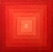 Panton, Verner Gamtofte 1926 - 1998 Kopenhagen. Stoffgrafik "Quadrat" in 8 Rot-Orangetönen