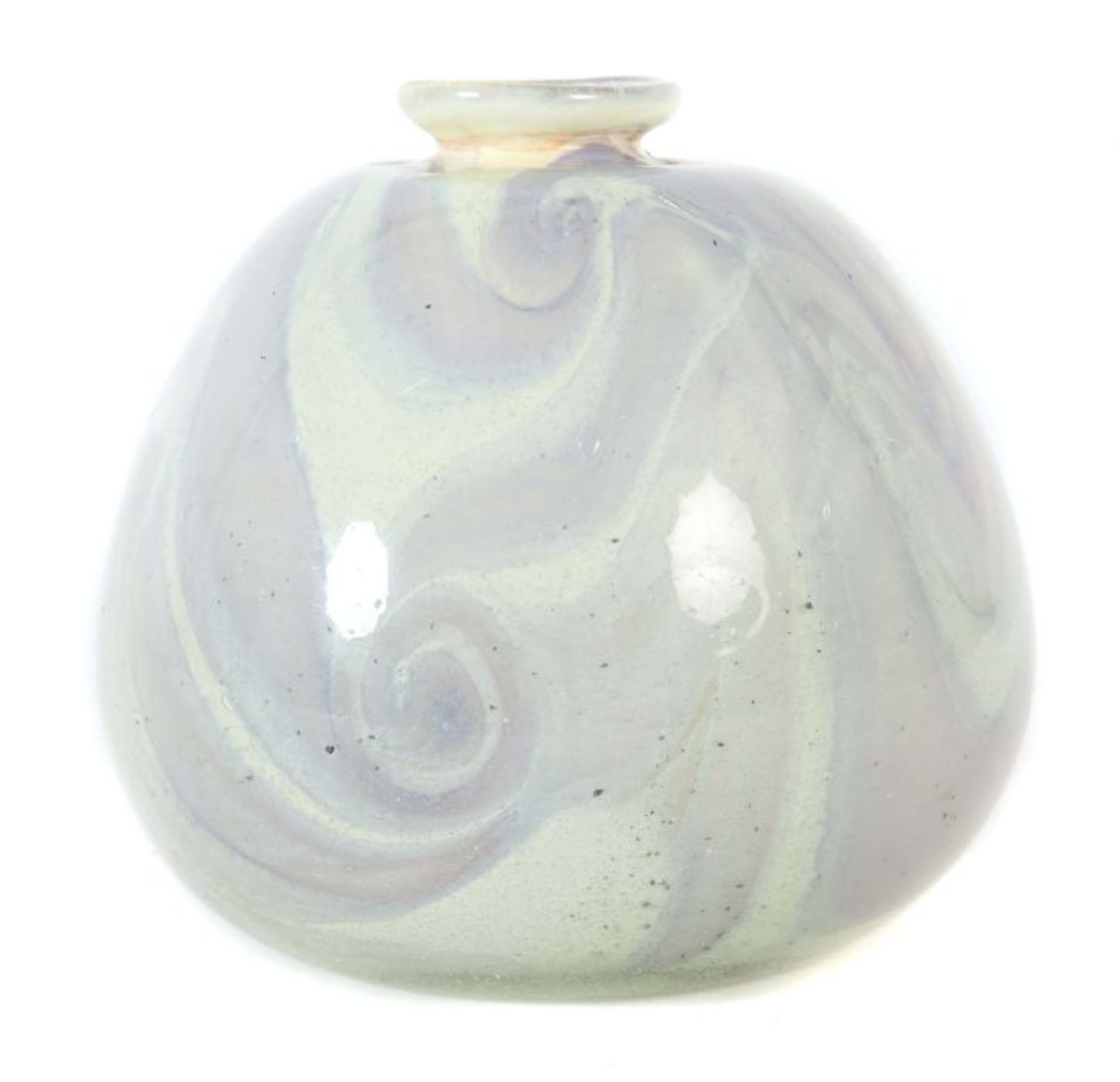 Studioglas-Vase Wohl Deutschland, E. 20. Jh., farbloses Glas mit leicht hochgestochenem Boden und