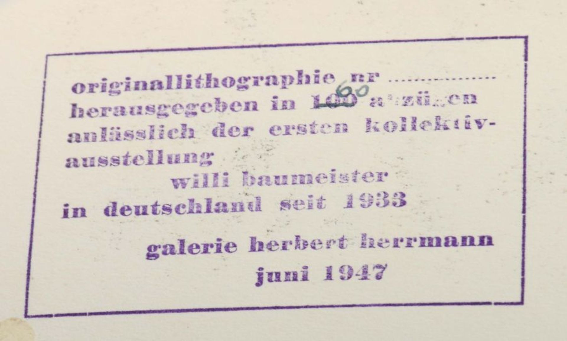 Baumeister, Willi Stuttgart 1889 - 1955 ebd., deutscher Maler, Grafiker, Bühnenbildner, - Bild 4 aus 4