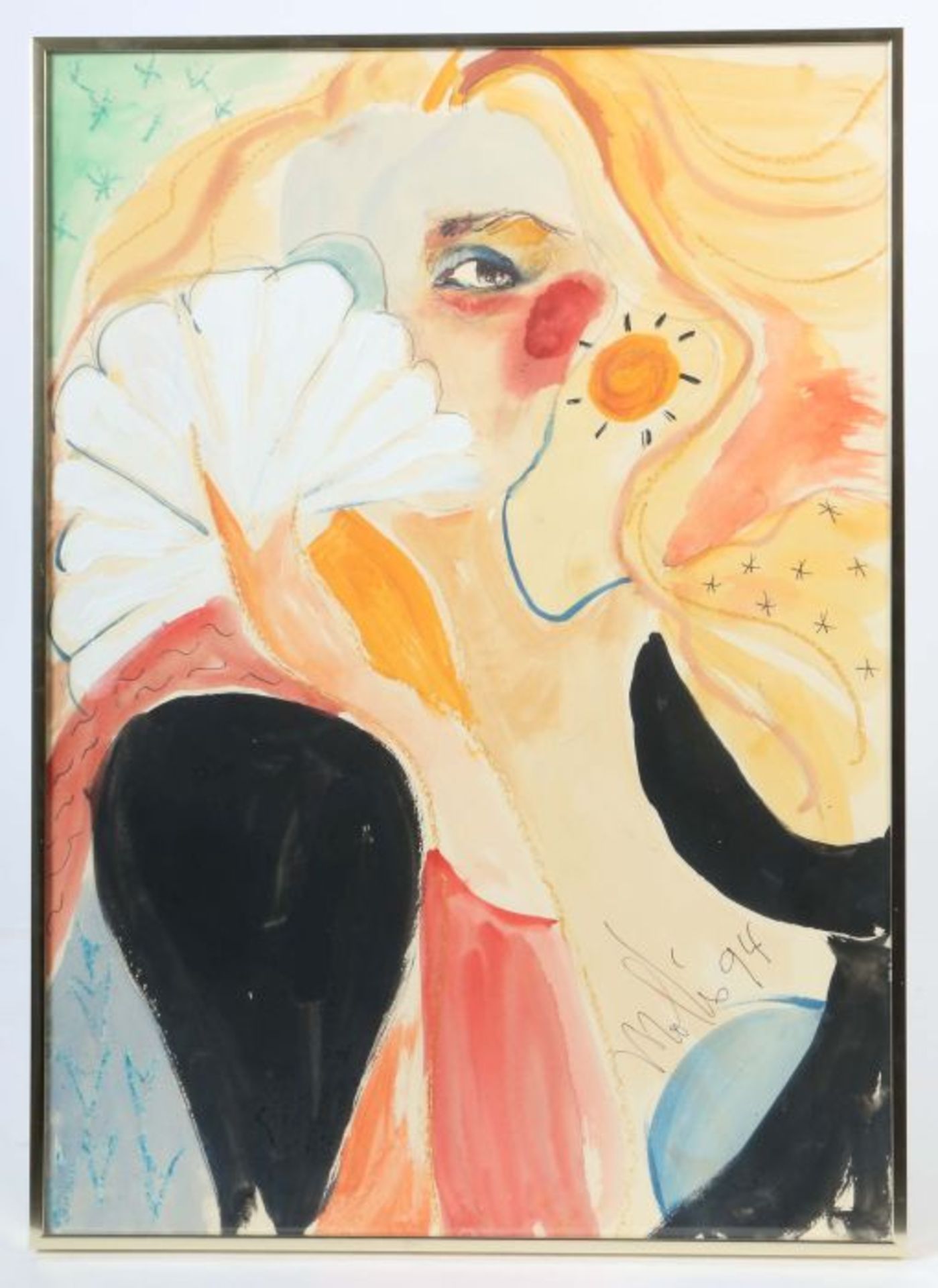 Molto, Vincente Geb. 1948 in Valencia, tätig in Spanien und Genf. "Frau mit Fächer", stilisiertes - Bild 2 aus 3