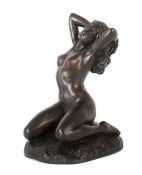 da Verscio, Sandro geb. 1941 in Verscio/Schweiz, Bildhauer. "Erwachen", weiblicher Akt, sich kniend