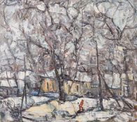 Sotow, Wjatscheslaw geb. 1946 in Saratow, russischer Maler der Schule Saratow. "März, die Stadt",