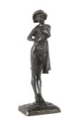 Bildhauer des 19./20. Jh. "Damenakt" Bronze patiniert, vollplastische Ausführung einer leicht