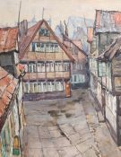 Volkwarth, Hugo Altona 1888 - 1946 Thüringen, deutscher Maler. "Gängeviertel in Hamburg", Blick auf