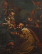 Maler des 17./18. Jh. "Anbetung der drei Könige", Darstellung der Szene mit der Heiligen Familie