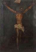 Kirchenmaler des 17./18. Jh. "Jesus am Kreuz", zentrale Darstellung des Gekreuzigten vor