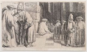 Rembrandt van Rijn (nach) Leiden 1606 - 1669 Amsterdam . "Juden in der Synagoge", vielfigurige