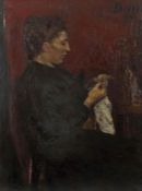 Breyer, Robert Stuttgart 1866 - 1941 Bensheim, deutscher Maler und Zeichner. "Häkelnde Dame",