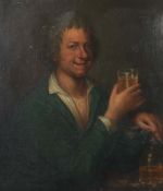 Holländischer Maler des 17./18. Jh. "Weintrinker", Halbbildnis eines lachenden Mannes im