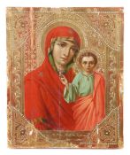 Ikone "Gottesmutter Hodegetria" Südosteuropa, 19./20. Jh., Darstellung der Gottesmutter mit