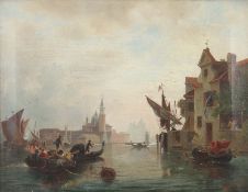 Landschaftsmaler 19./20. Jh. "Ansicht Venedigs", Blick vom Wasser aus auf die im Dunst liegende