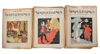 Simplicissimus Illustrierte Wochenschrift, umfangreiche Sammlung von ca. 355 Hefte der Jahre 1906