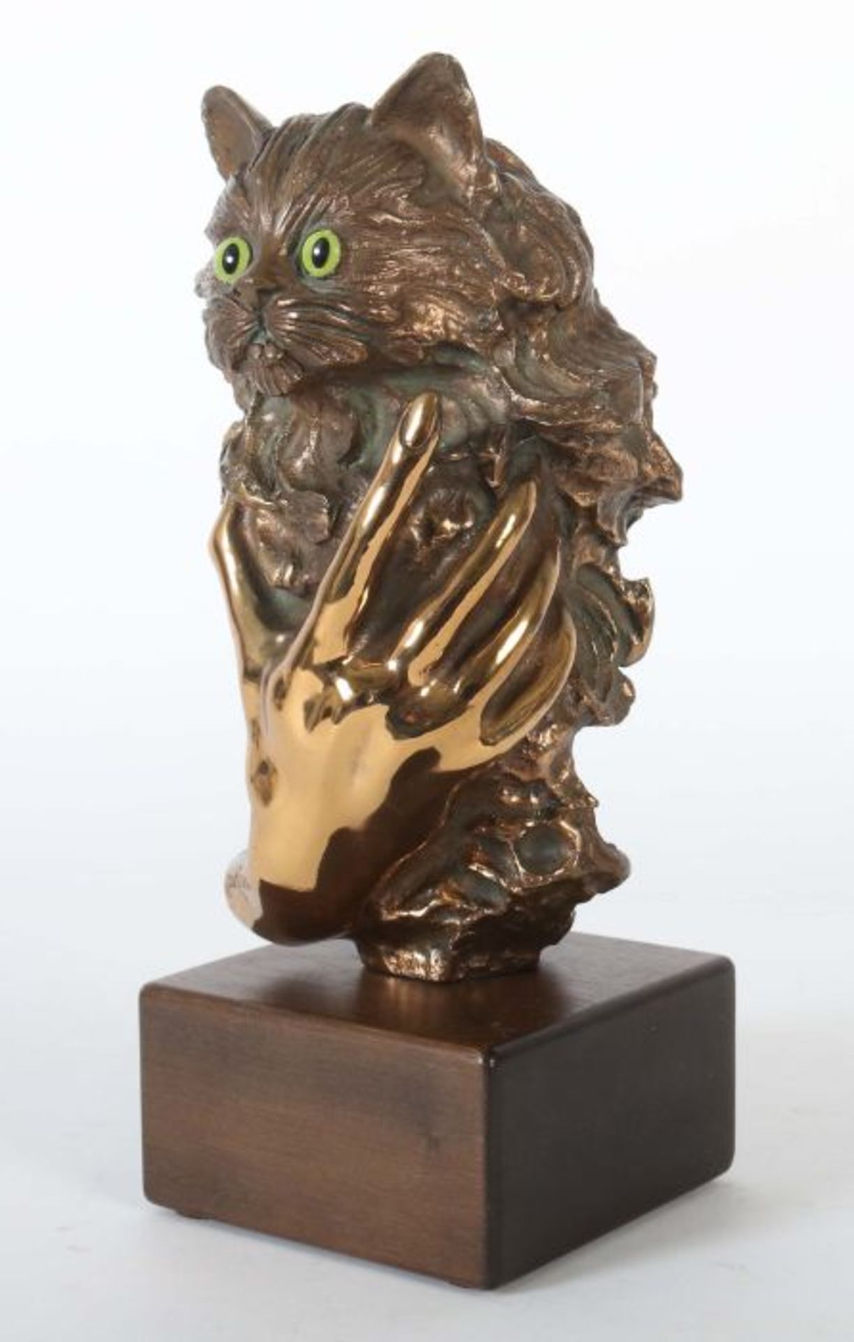 Mongini, Constanzo Mailand 1918 - 1981 ?, Bildhauer. "Katze mit Hand", Bronze, vollplastische - Bild 2 aus 4