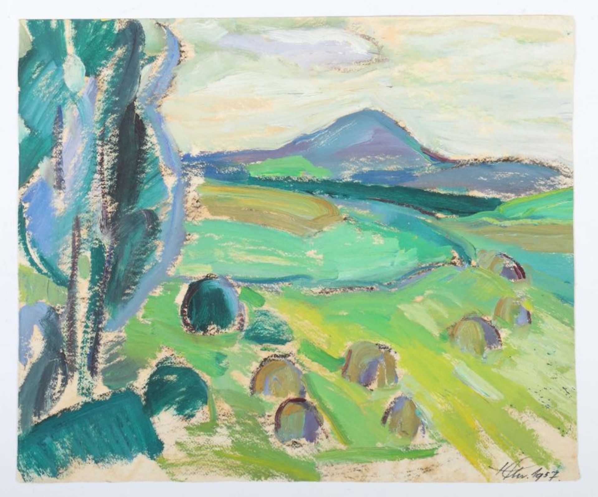 Scheurer, Hans geb. 1905, Maler in Göppingen, Mitglied VBK Württemberg. "Hohenstaufen", stilisierte - Bild 2 aus 5