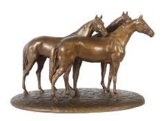 Zimmerle, Hermann Christian 1921 - 1995, deutscher Bildhauer. "Pferdegruppe", Bronze, patiniert,