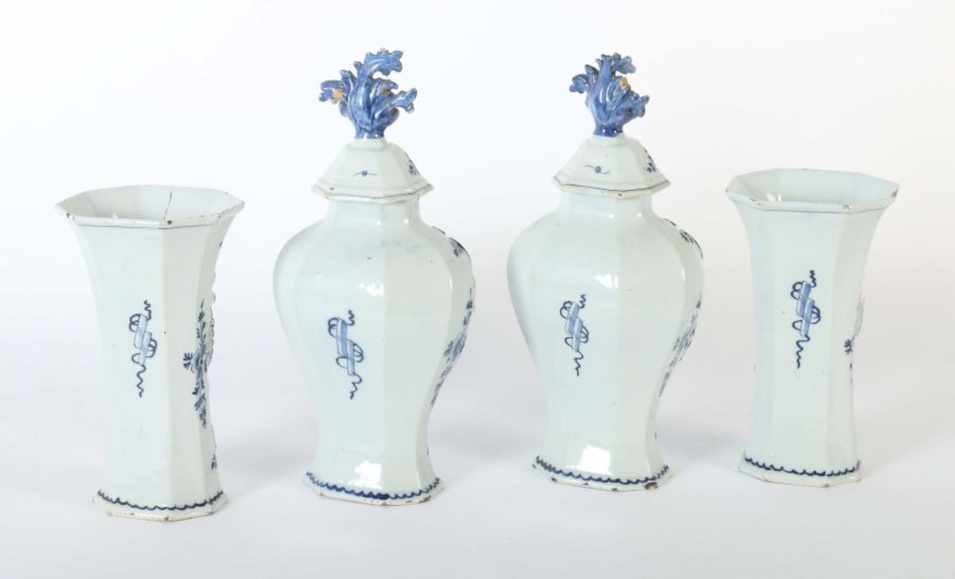 2 Deckelvasen und 2 Vasen Delft, wohl - Image 3 of 4