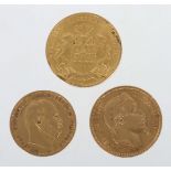 3 Goldmünzen 20 Mark, Deutsches Reich,