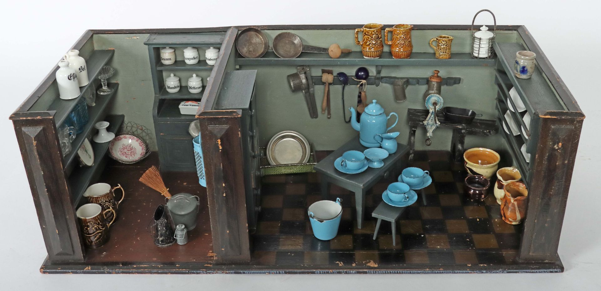 Puppenküche um 1900, Holzgehäuse, - Bild 2 aus 2