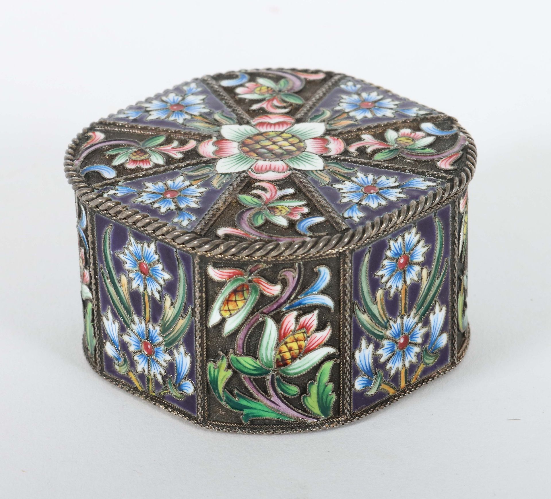 Cloisonné-Emaille-Deckeldose wohl - Image 2 of 6