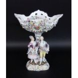 A FIGURAL DECORATIVE VASE Sitzendorf, 20th century Rococo couple on decorated Rocaille