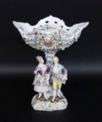 A FIGURAL DECORATIVE VASE Sitzendorf, 20th century Rococo couple on decorated Rocaille