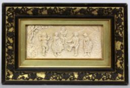 AN OLD WAX RELIEF circa 1900 Peasant dance scene. 8 x 17cm, broken upper right. With a