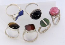 LOT VON 6 SILBERRINGENA LOT OF 6 SILVER RINGS