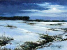 WISNIEWSKI, MIECZYSLAW, Polish painter, 20th century Snowy landscape. Oil on canvas,