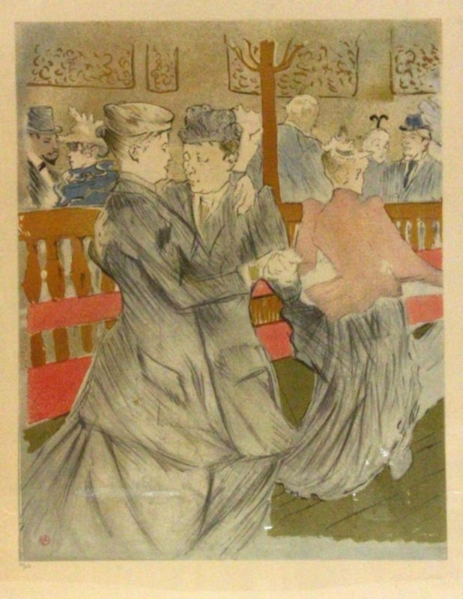 HENRI DE TOULOUSE-LAUTREC Albi 1864 - 1901 Chateau Malrome Dancing couple. Coloured