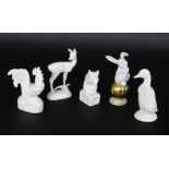 A LOT OF 5 ANIMAL PORCELAIN MINIATURES Rosenthal and Volkstedt. Maximum height 9.5 cm.