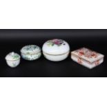 FOUR MEISSEN BOXES WITH COVERS Painted. 2x 1st choice, 2x with 4 cancellation lines.